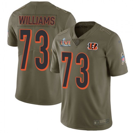 Nike Bengals #73 Jonah Williams Olive Super Bowl LVI Patch Men's Stitched NFL Limited 2017 Salute To Service Jersey