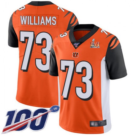 Nike Bengals #73 Jonah Williams Orange Super Bowl LVI Patch Alternate Men's Stitched NFL 100th Season Vapor Limited Jersey