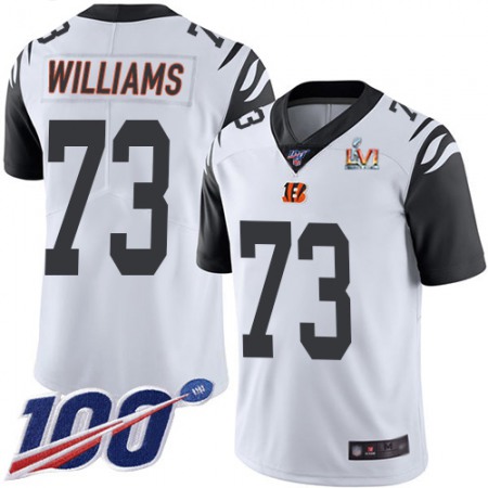 Nike Bengals #73 Jonah Williams White Super Bowl LVI Patch Men's Stitched NFL Limited Rush 100th Season Jersey