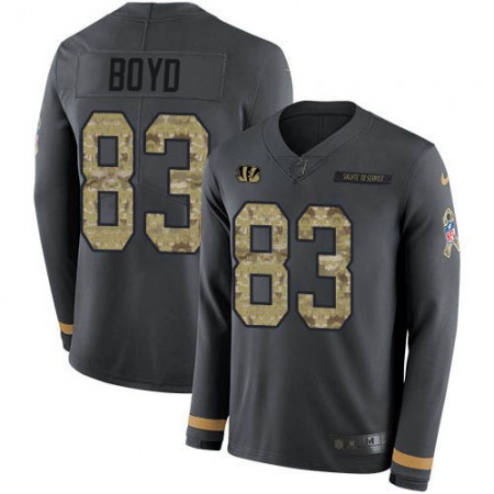 Nike Bengals #83 Tyler Boyd Anthracite Salute to Service Men's Stitched NFL Limited Therma Long Sleeve Jersey