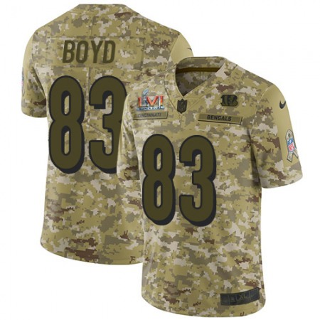 Nike Bengals #83 Tyler Boyd Camo Super Bowl LVI Patch Men's Stitched NFL Limited 2018 Salute To Service Jersey