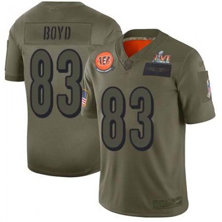 Nike Bengals #83 Tyler Boyd Camo Super Bowl LVI Patch Men's Stitched NFL Limited 2019 Salute To Service Jersey