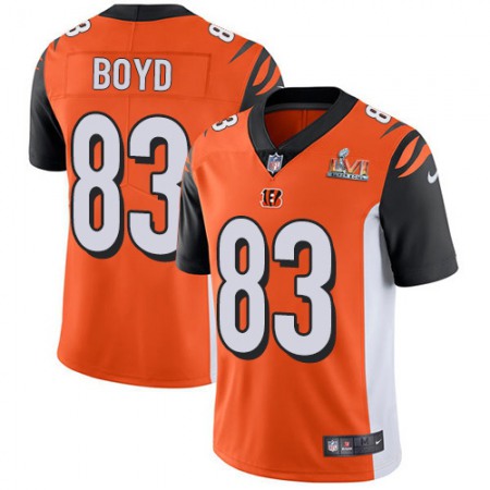 Nike Bengals #83 Tyler Boyd Orange Alternate Super Bowl LVI Patch Men's Stitched NFL Vapor Untouchable Limited Jersey