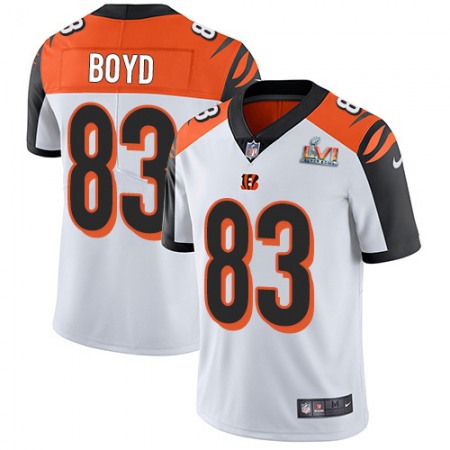 Nike Bengals #83 Tyler Boyd White Super Bowl LVI Patch Men's Stitched NFL Vapor Untouchable Limited Jersey