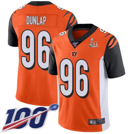 Nike Bengals #96 Carlos Dunlap Orange Super Bowl LVI Patch Alternate Men's Stitched NFL 100th Season Vapor Limited Jersey