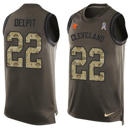 Nike Browns #22 Grant Delpit Green Men's Stitched NFL Limited Salute To Service Tank Top Jersey