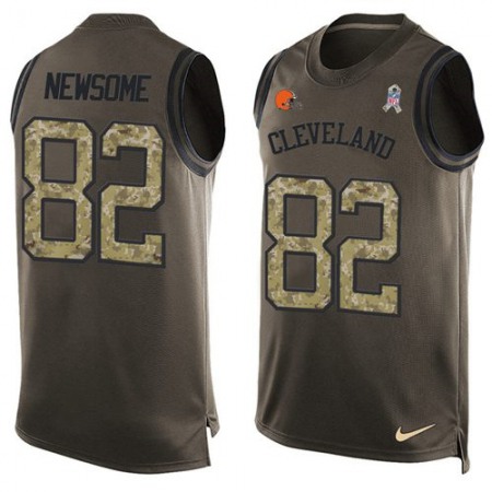 Nike Browns #82 Ozzie Newsome Green Men's Stitched NFL Limited Salute To Service Tank Top Jersey