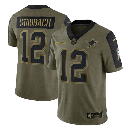 Dallas Cowboys #12 Roger Staubach Olive Nike 2021 Salute To Service Limited Player Jersey