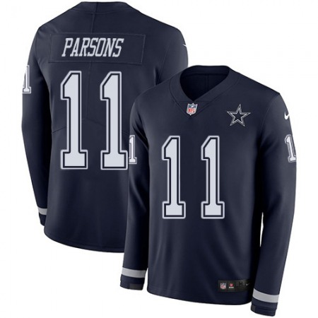 Nike Cowboys #11 Micah Parsons Navy Blue Team Color Men's Stitched NFL Limited Therma Long Sleeve Jersey
