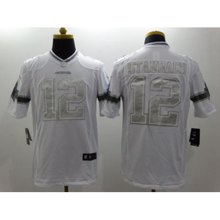 Nike Cowboys #12 Roger Staubach White Men's Stitched NFL Limited Platinum Jersey