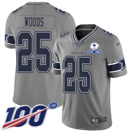 Nike Cowboys #25 Xavier Woods Gray Men's Stitched With Established In 1960 Patch NFL Limited Inverted Legend 100th Season Jersey