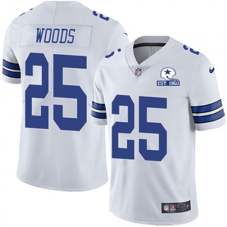 Nike Cowboys #25 Xavier Woods White Men's Stitched With Established In 1960 Patch NFL Vapor Untouchable Limited Jersey