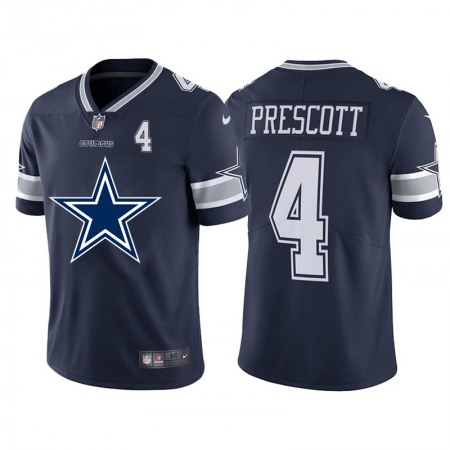 Dallas Cowboys #4 Dak Prescott Navy Blue Men's Nike Big Team Logo Player Vapor Limited NFL Jersey