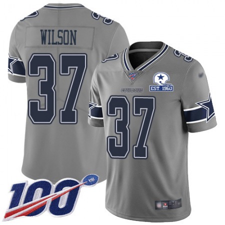 Nike Cowboys #37 Donovan Wilson Gray Men's Stitched With Established In 1960 Patch NFL Limited Inverted Legend 100th Season Jersey