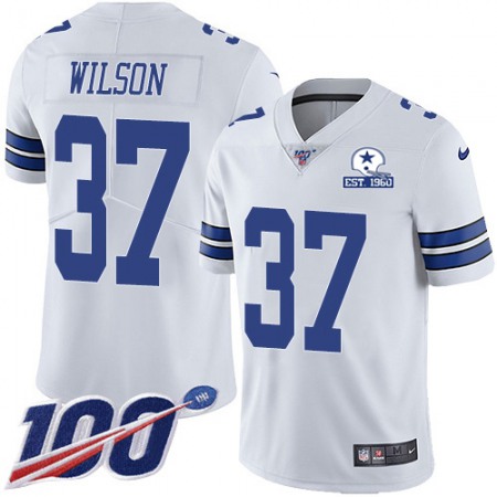 Nike Cowboys #37 Donovan Wilson White Men's Stitched With Established In 1960 Patch NFL 100th Season Vapor Untouchable Limited Jersey