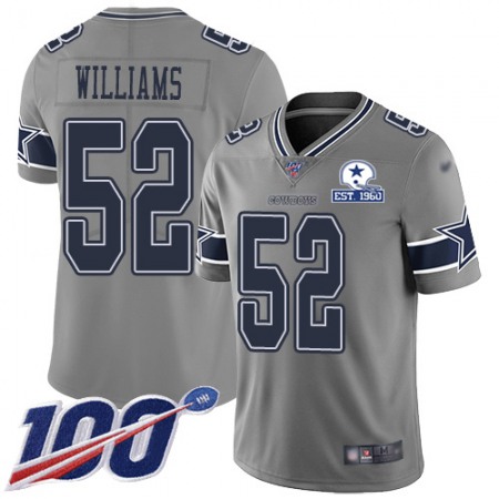 Nike Cowboys #52 Connor Williams Gray Men's Stitched With Established In 1960 Patch NFL Limited Inverted Legend 100th Season Jersey