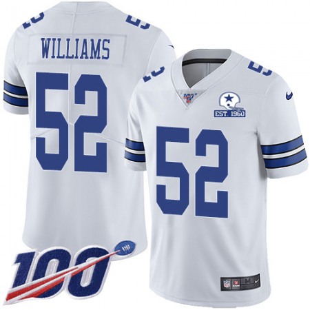 Nike Cowboys #52 Connor Williams White Men's Stitched With Established In 1960 Patch NFL 100th Season Vapor Untouchable Limited Jersey
