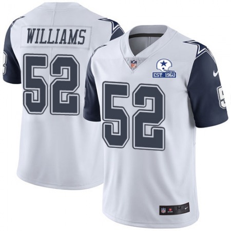 Nike Cowboys #52 Connor Williams White Men's Stitched With Established In 1960 Patch NFL Limited Rush Jersey