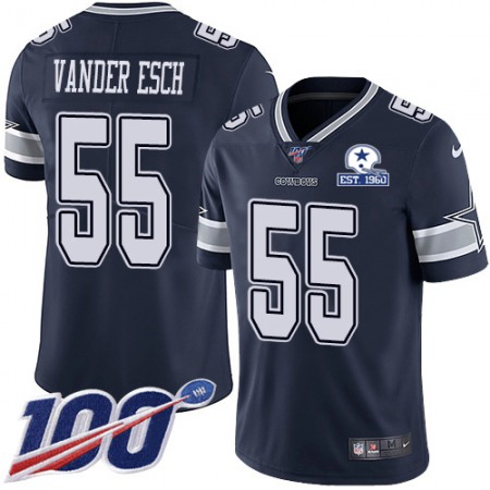 Nike Cowboys #55 Leighton Vander Esch Navy Blue Team Color Men's Stitched With Established In 1960 Patch NFL 100th Season Vapor Untouchable Limited Jersey