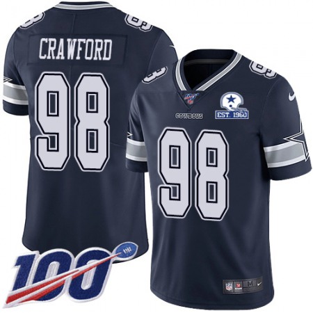 Nike Cowboys #98 Tyrone Crawford Navy Blue Team Color Men's Stitched With Established In 1960 Patch NFL 100th Season Vapor Untouchable Limited Jersey