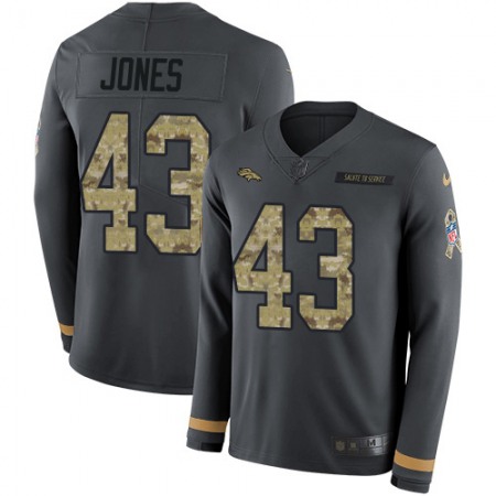Nike Broncos #43 Joe Jones Anthracite Salute to Service Men's Stitched NFL Limited Therma Long Sleeve Jersey