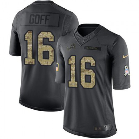 Detroit Lions #16 Jared Goff Black Men's Stitched NFL Limited 2016 Salute to Service Jersey