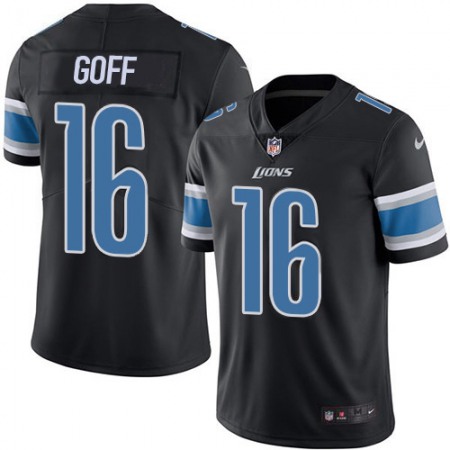 Detroit Lions #16 Jared Goff Black Men's Stitched NFL Limited Rush Jersey