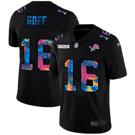 Detroit Lions #16 Jared Goff Men's Nike Multi-Color Black 2020 NFL Crucial Catch Vapor Untouchable Limited Jersey