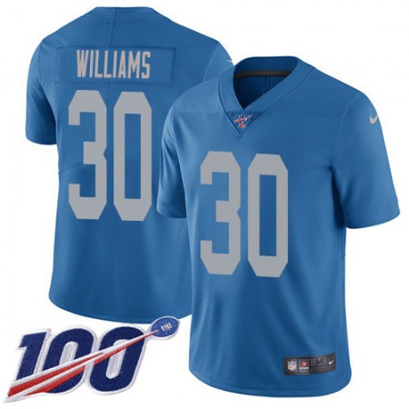 Nike Lions #30 Jamaal Williams Blue Throwback Men's Stitched NFL 100th Season Vapor Untouchable Limited Jersey