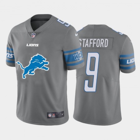 Detroit Lions #9 Matthew Stafford Gray Men's Nike Big Team Logo Vapor Limited NFL Jersey