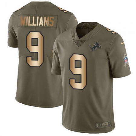 Nike Lions #9 Jameson Williams Olive/Gold Men's Stitched NFL Limited 2017 Salute To Service Jersey