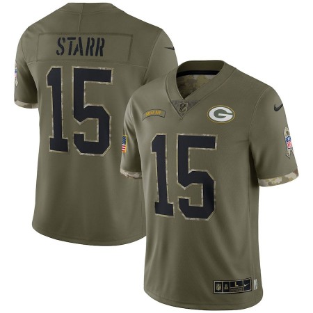 Green Bay Packers #15 Bart Starr Nike Men's 2022 Salute To Service Limited Jersey - Olive