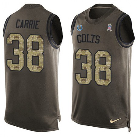 Nike Colts #38 T.J. Carrie Green Men's Stitched NFL Limited Salute To Service Tank Top Jersey