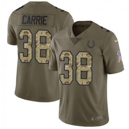 Nike Colts #38 T.J. Carrie Olive/Camo Men's Stitched NFL Limited 2017 Salute To Service Jersey
