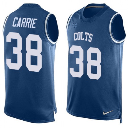 Nike Colts #38 T.J. Carrie Royal Blue Team Color Men's Stitched NFL Limited Tank Top Jersey