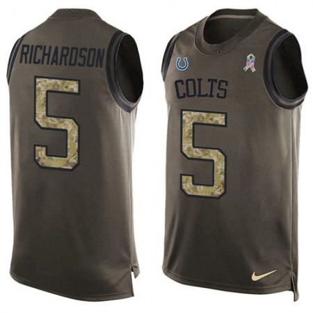 Nike Colts #5 Anthony Richardson Green Men's Stitched NFL Limited Salute To Service Tank Top Jersey