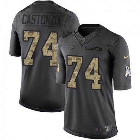 Nike Colts #74 Anthony Castonzo Black Men's Stitched NFL Limited 2016 Salute to Service Jersey