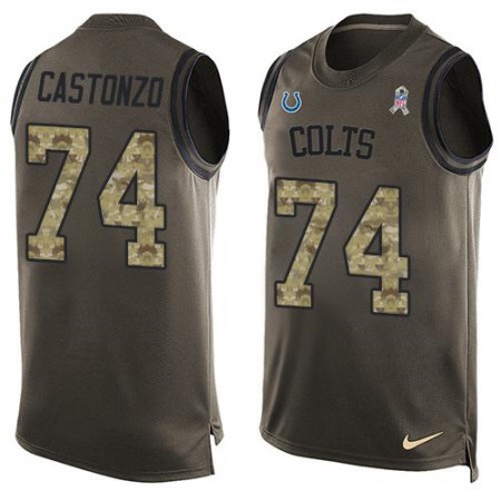 Nike Colts #74 Anthony Castonzo Green Men's Stitched NFL Limited Salute To Service Tank Top Jersey