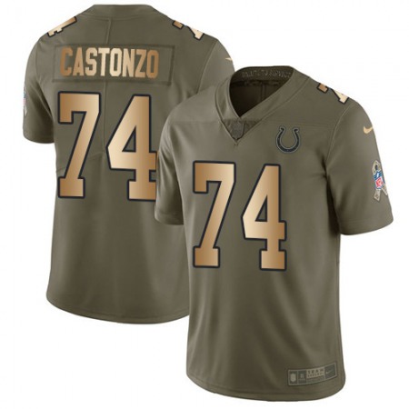 Nike Colts #74 Anthony Castonzo Olive/Gold Men's Stitched NFL Limited 2017 Salute To Service Jersey