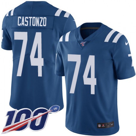 Nike Colts #74 Anthony Castonzo Royal Blue Team Color Men's Stitched NFL 100th Season Vapor Untouchable Limited Jersey