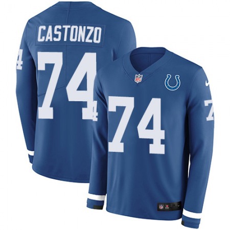 Nike Colts #74 Anthony Castonzo Royal Blue Team Color Men's Stitched NFL Limited Therma Long Sleeve Jersey