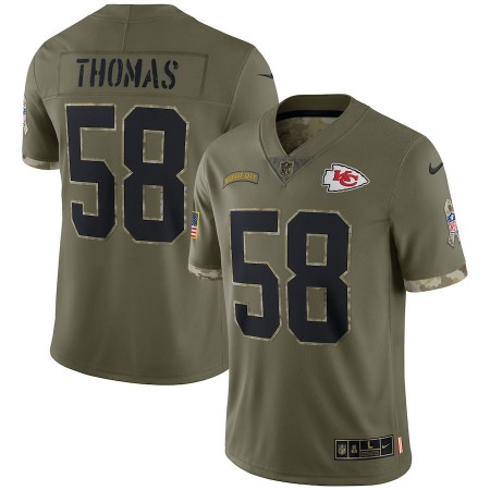 Kansas City Chiefs #58 Derrick Thomas Nike Men's 2022 Salute To Service Limited Jersey - Olive