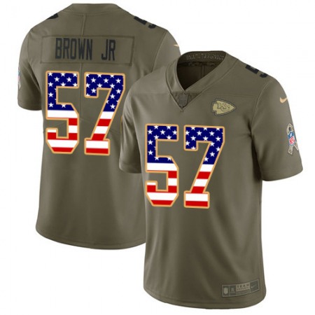 Nike Chiefs #57 Orlando Brown Jr. Olive/USA Flag Men's Stitched NFL Limited 2017 Salute To Service Jersey