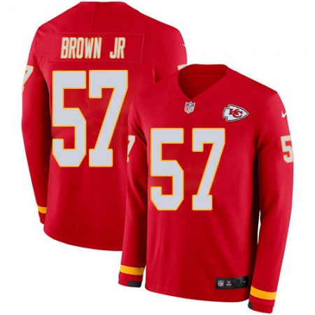 Nike Chiefs #57 Orlando Brown Jr. Red Team Color Men's Stitched NFL Limited Therma Long Sleeve Jersey