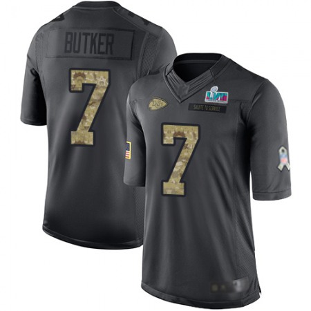 Nike Chiefs #7 Harrison Butker Black Super Bowl LVII Patch Men's Stitched NFL Limited 2016 Salute to Service Jersey