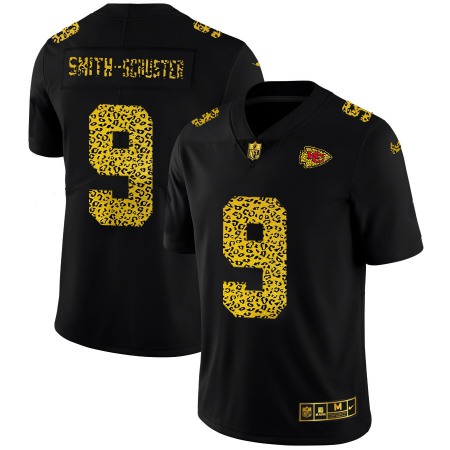 Kansas City Chiefs #9 JuJu Smith-Schuster Men's Nike Leopard Print Fashion Vapor Limited NFL Jersey Black