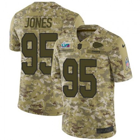 Nike Chiefs #95 Chris Jones Camo Super Bowl LVII Patch Men's Stitched NFL Limited 2018 Salute To Service Jersey