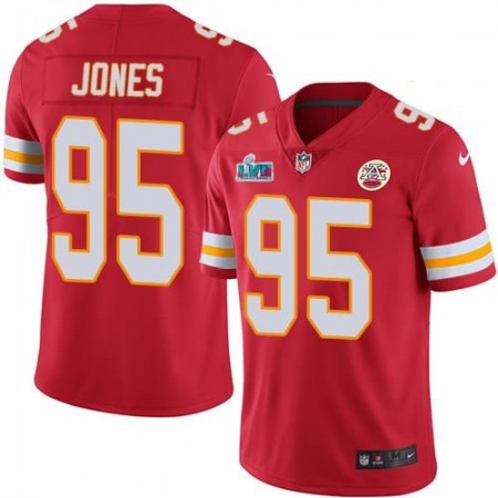 Nike Chiefs #95 Chris Jones Red Team Color Super Bowl LVII Patch Men's Stitched NFL Vapor Untouchable Limited Jersey