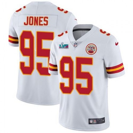 Nike Chiefs #95 Chris Jones White Super Bowl LVII Patch Men's Stitched NFL Vapor Untouchable Limited Jersey