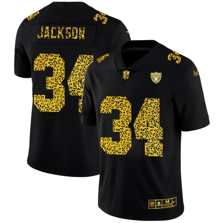 Las Vegas Raiders #34 Bo Jackson Men's Nike Leopard Print Fashion Vapor Limited NFL Jersey Black